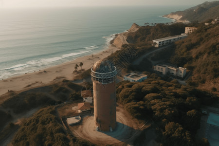 沿海而建的水塔图片