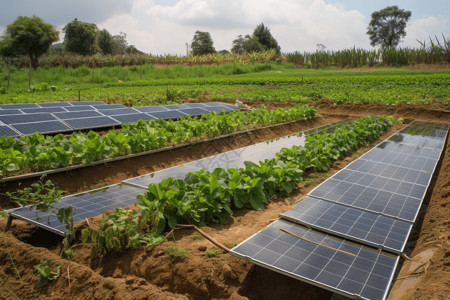 农田蓝天农业中可再生能源设计图片