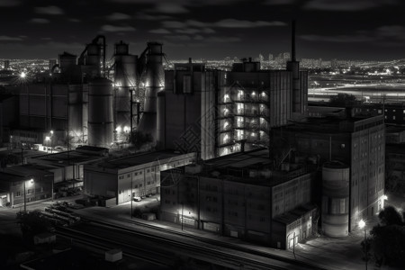 工业综合体的黑白照图片