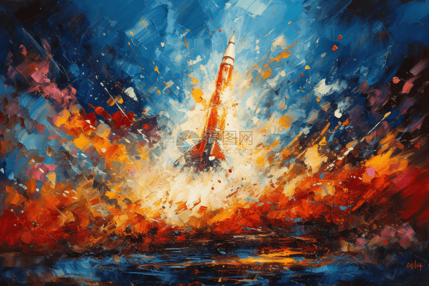 一幅火箭油画图片