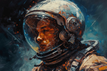 太空行走的油画背景图片