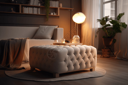 沙发脚凳奥斯曼3D渲染图设计图片