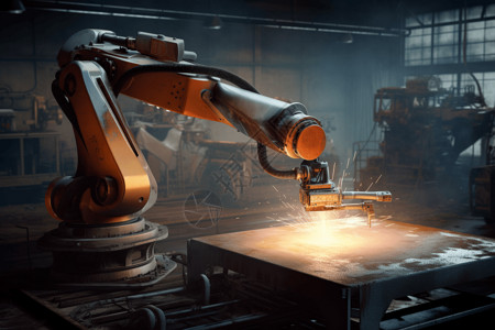 工业机器人正在焊接背景图片