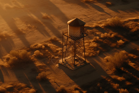 电影质感干旱地区水塔背景