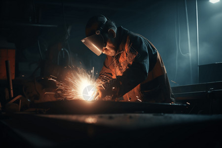 焊接采矿设备的工人图片