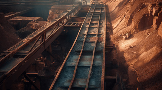 金属开采矿矿物传送带背景图片