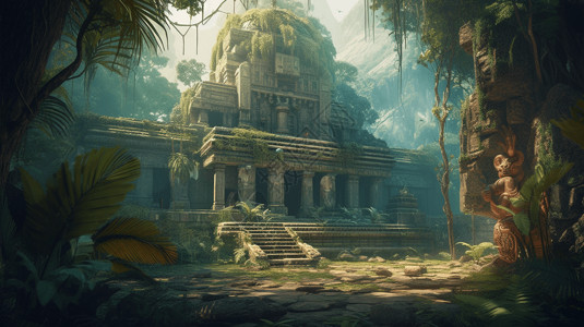 神秘的丛林神庙高清图片