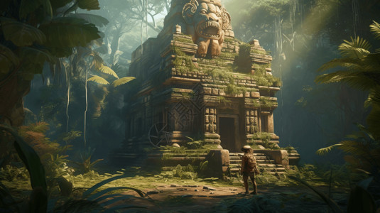 神秘的丛林神庙高清图片