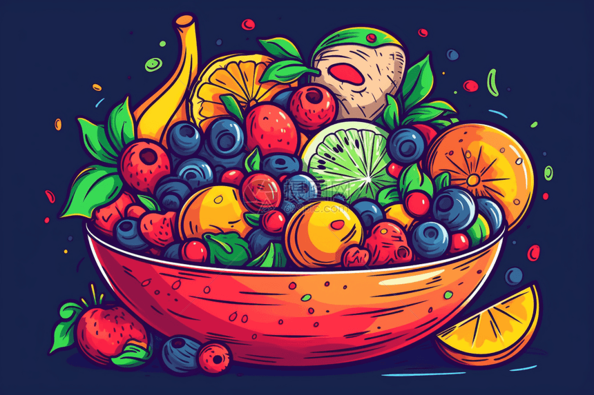 彩色水果沙拉插图图片