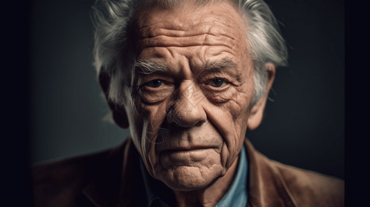 一个表情严肃的老人的肖像高清图片