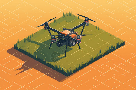 带有传感器的无人机在田间上空飞行图片
