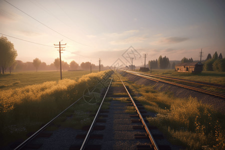铁路延伸风景图背景图片