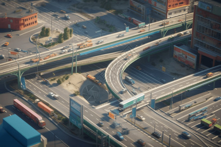 城市十字路口的立交桥设计图图片
