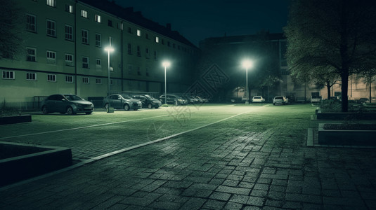 昏暗中的停车场背景图片
