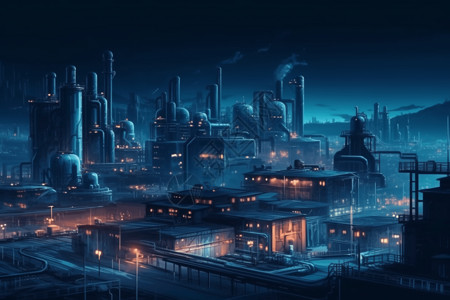 夜间城市工业区背景图片