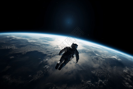 外太空地球背景宇航员漂浮在太空背景