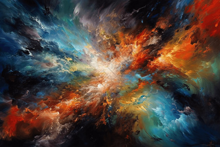 爆炸抽象星球一幅抽象星云插画