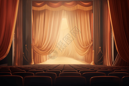 电影院窗帘平面插画图片