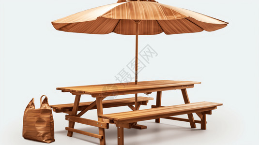 野外用餐户外木制野餐桌设计图片