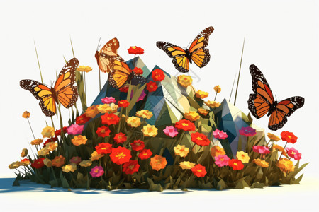 低聚果糖一个低聚蝴蝶花园插画