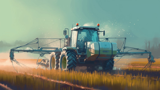 机械喷涂精密的农作物喷涂插画