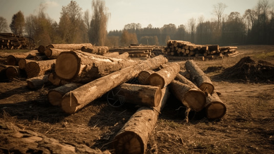 毁林一堆切割的木材背景