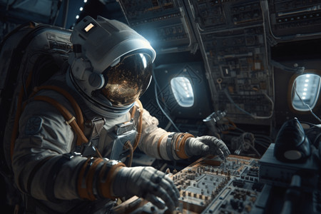 宇航员在空间站维修设备图片