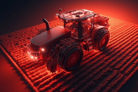 红色光线下的农机背景图片