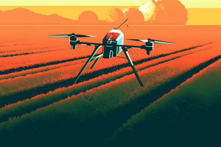 无人机喷洒农药插画