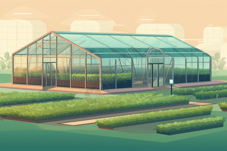 大棚作物自动化温室种植插画
