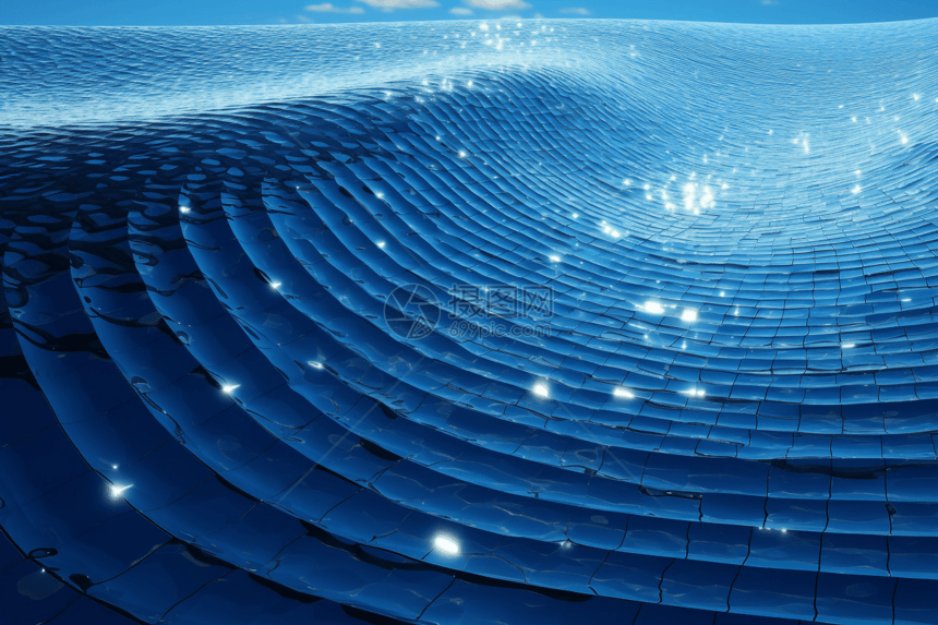 太阳能板组成的波浪图片