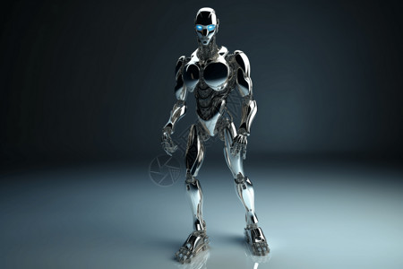 三维渲染金属人工智能机器人背景