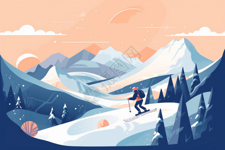 雪山上滑雪极限运动图片