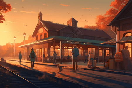镇上的火车站图片