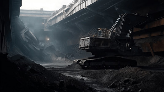 露天仓库大型机械挖煤设计图片