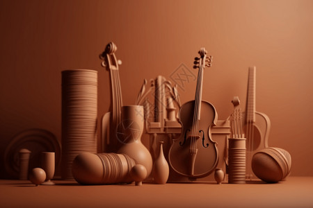 高清陶瓷乐器陈列背景图片