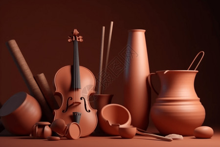 陶瓷制作的乐器图片