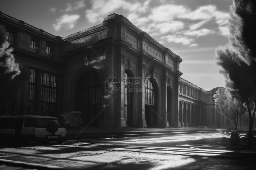 质感复古火车站建筑图片