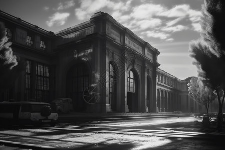 质感复古火车站建筑图片