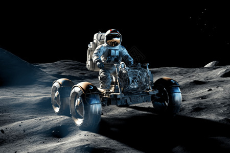 狗在车上宇航员行驶在月球表面设计图片