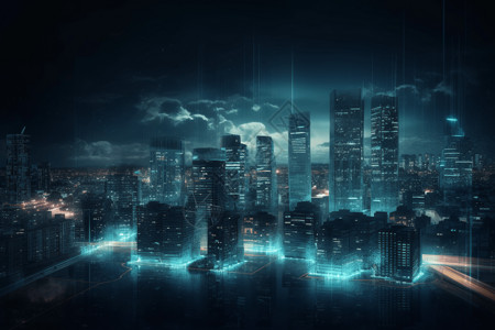蓝色科技感智能城市图片