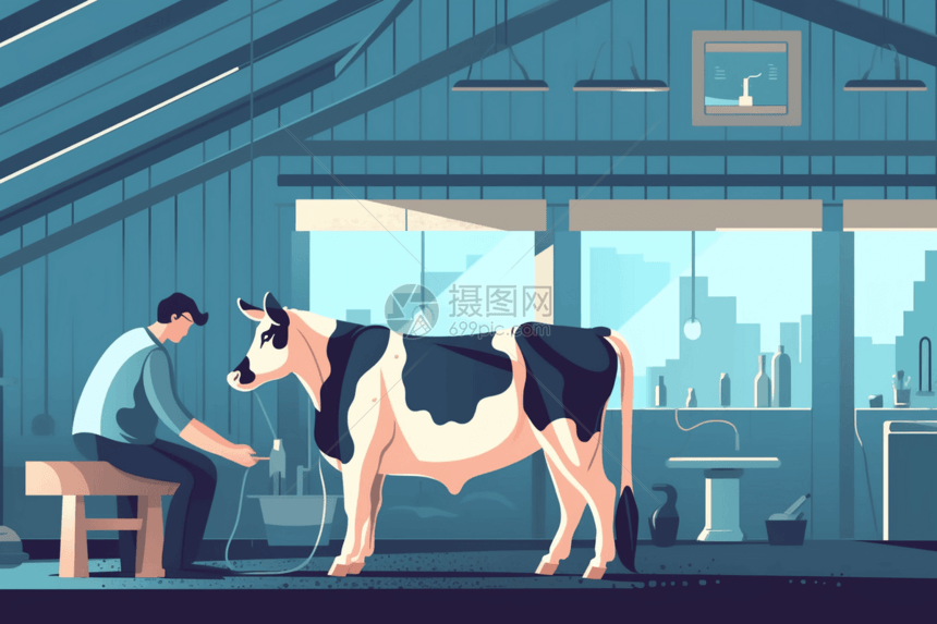 现代化农舍养牛图片