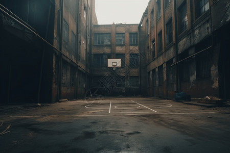 城市空地的篮球场背景图片