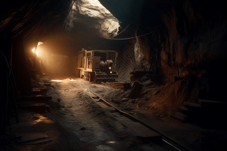 挖掘隧道的挖掘机背景图片