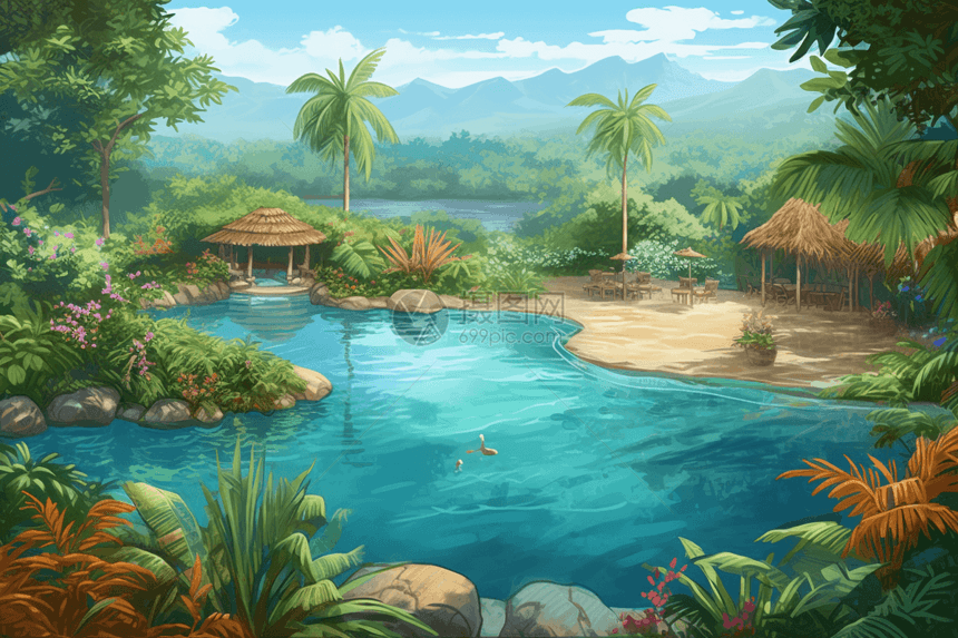 美丽风景泳池图片