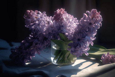 花瓶里的紫色风信子高清图片