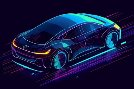 自动驾驶传感器未来的新型汽车插画