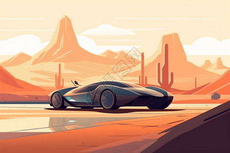 沙漠的未来浮动汽车图片
