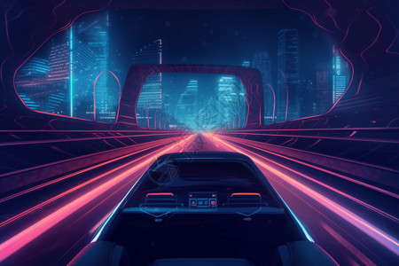 自动驾驶汽车在夜间行驶图片