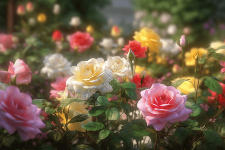多彩插画集合春天的玫瑰集合背景